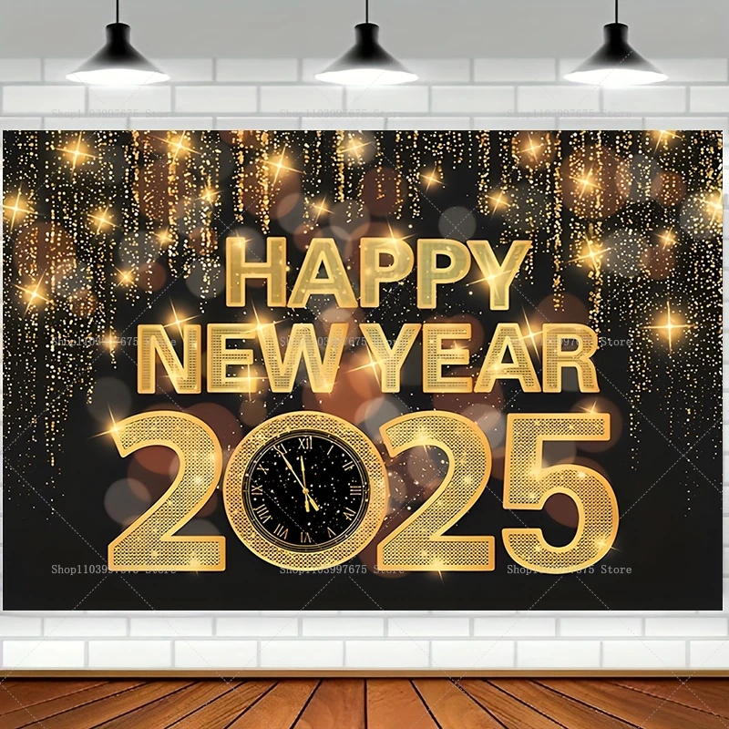 2025 felice anno nuovo foto sfondo fuochi d\'artificio palloncino capodanno tessuto segno Poster Banner decorazioni per feste sfondo Studio