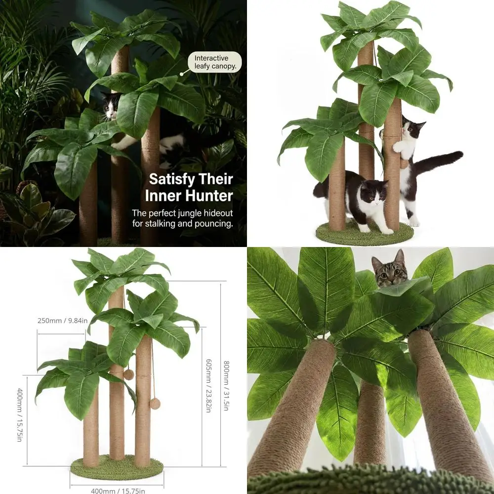 

31.5 Cat Scratching Tree with 3 Poles and 2 Balls for Kittens and Adult Cats