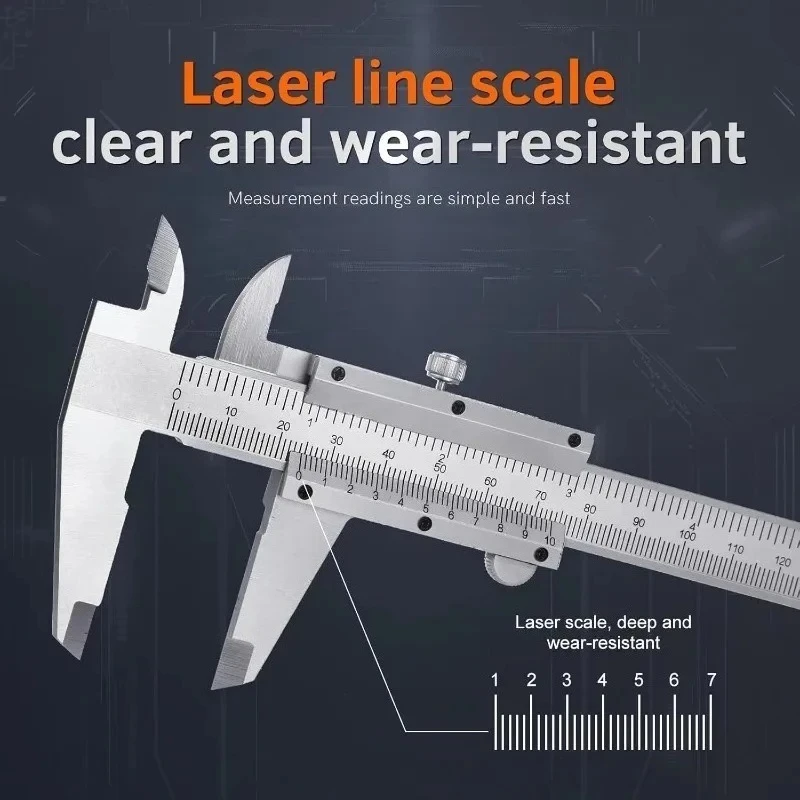Edelstahl-Schiebemaß 0-150mm Messgerät für Innen-, Außen-, Tiefen- und Stufenmessungen mit 0,02mm Genauigkeit – Detail 3