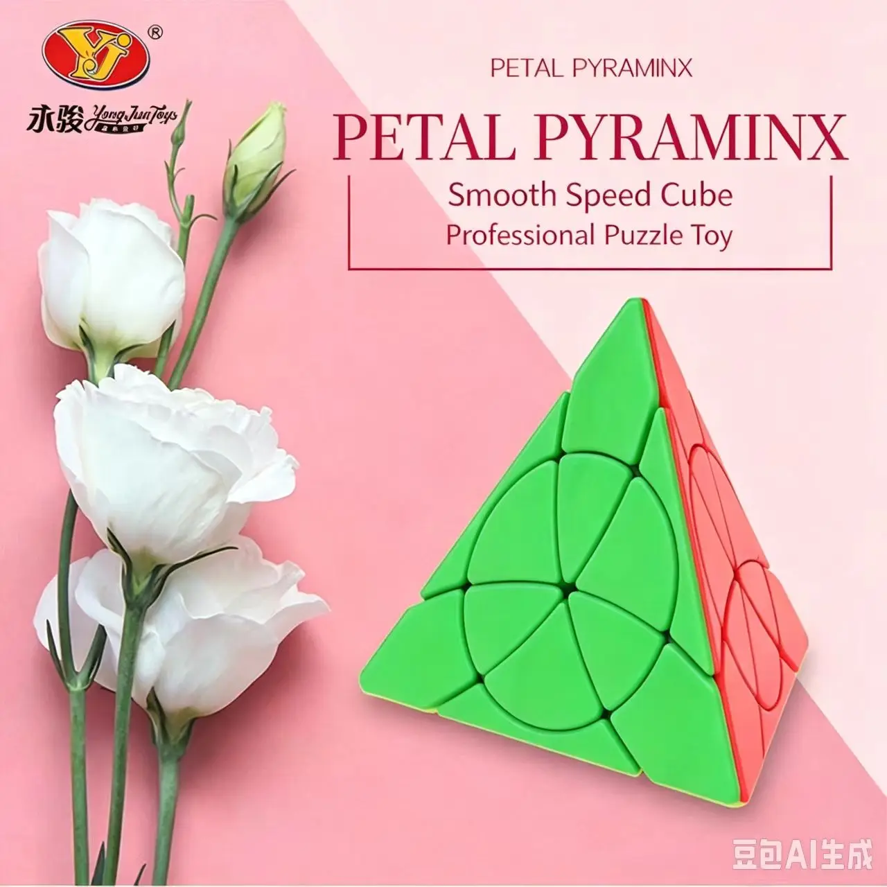 YJ 3x3 petal flower pyramid grotesque cube speed puzzle learning toy tower modeling Cubo Magico