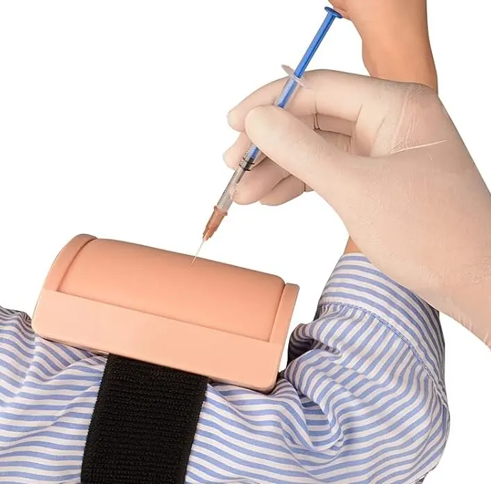 Three-layer intramuscular injection training mat for medical teaching