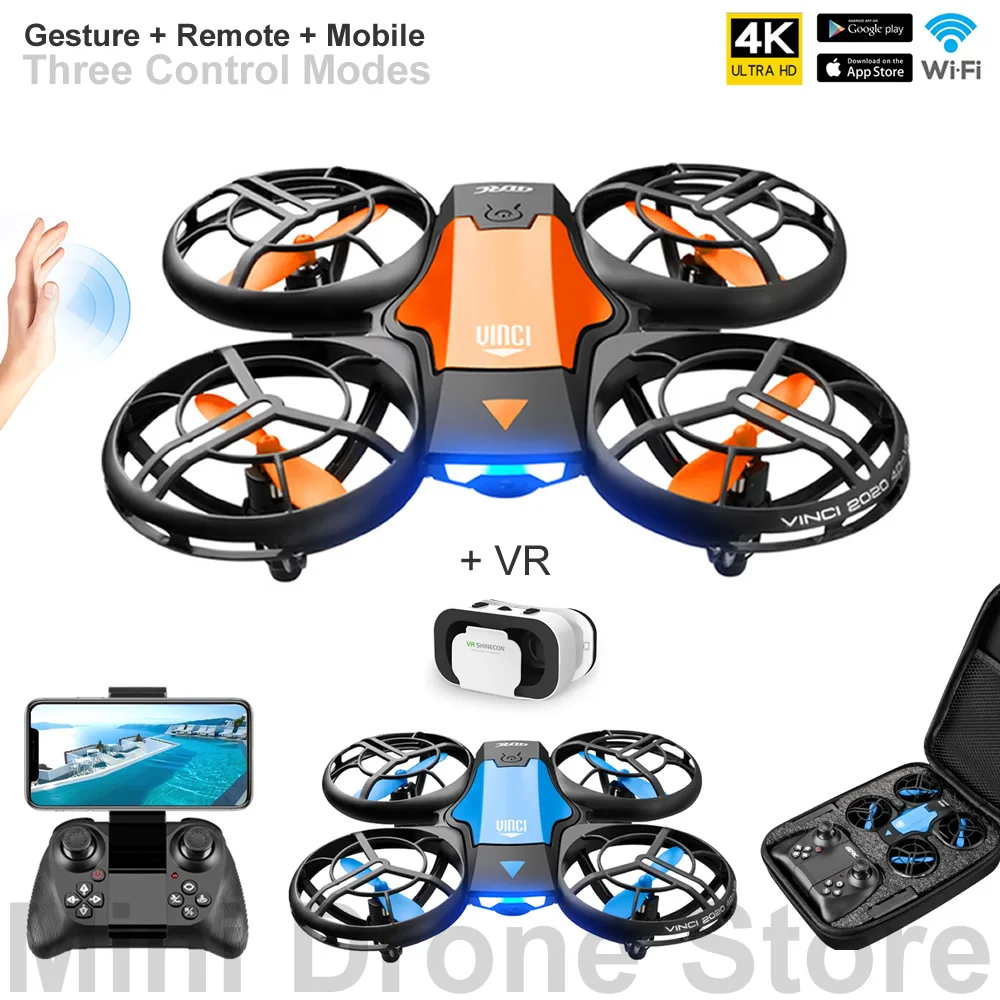 V8 Mini Drone com Controle de Indução Helicópteros RC, Quadcopter Dobrável, Fotografia Aérea 4K HD, Brinquedo Presente, FPV, VR, Atacado