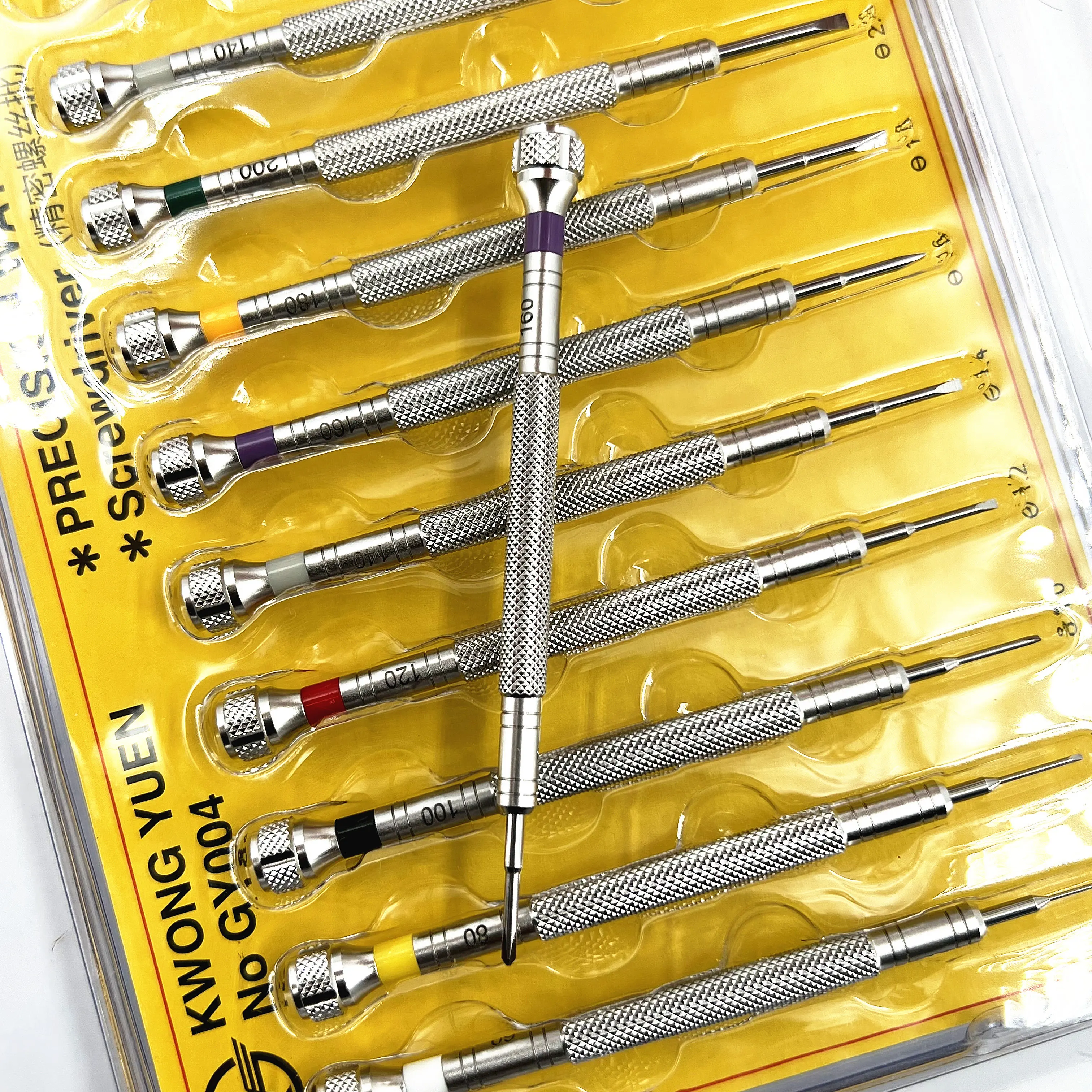 High Quality KWONG YUEN 10PCS Stainless Steel Handmade Precision Watch Repair Tools Screwdriver Set