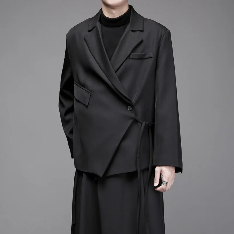 WVGA Spring Autumn New Man Tide Dark Style Asymmetric Trendy Niche Design Suit Jackets Casual Long Sleeved Blazer Ins Y2K W14168