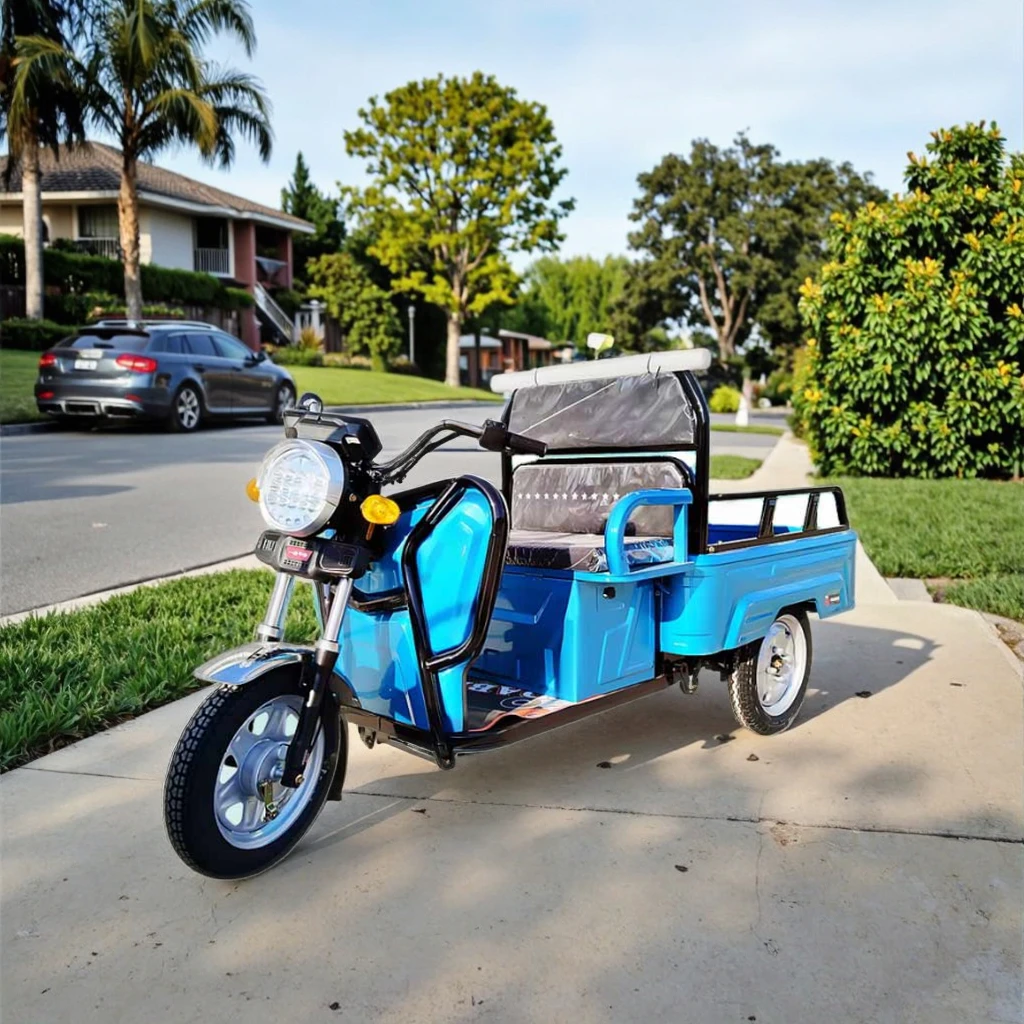 Electric Cargo Tricycle Factory Direct Wholesale 3 Wheels Self-Dumping Farm Truck Open Body Steel Material