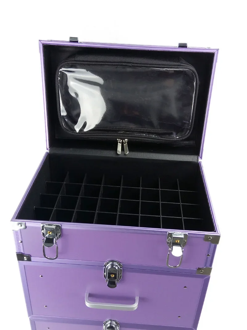 Bolsa con cubierta de carrito de viaje, cajón multicapa, caja de maquillaje, Maleta profesional extraíble de belleza, bolsas de equipaje con ruedas y marco de aluminio