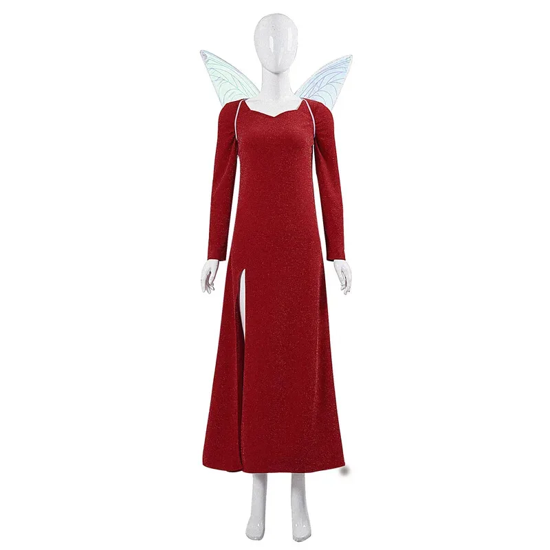 

Movie Shrek Cosplay Costume Fairy Godmother Red Dress For Adult Women Halloween Carnival Disguise stage show Suit
