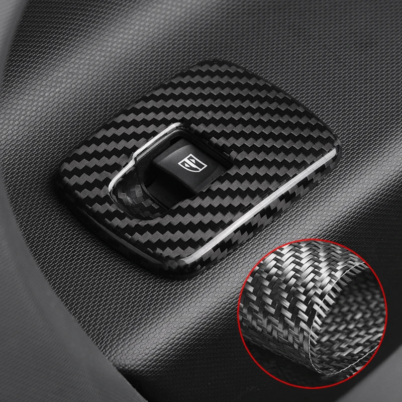 2 Pcs Car Carbon Fiber Window Lifting Panel Protective Cover Decoration For Smart 453 Fortwo Car Accessories Interior