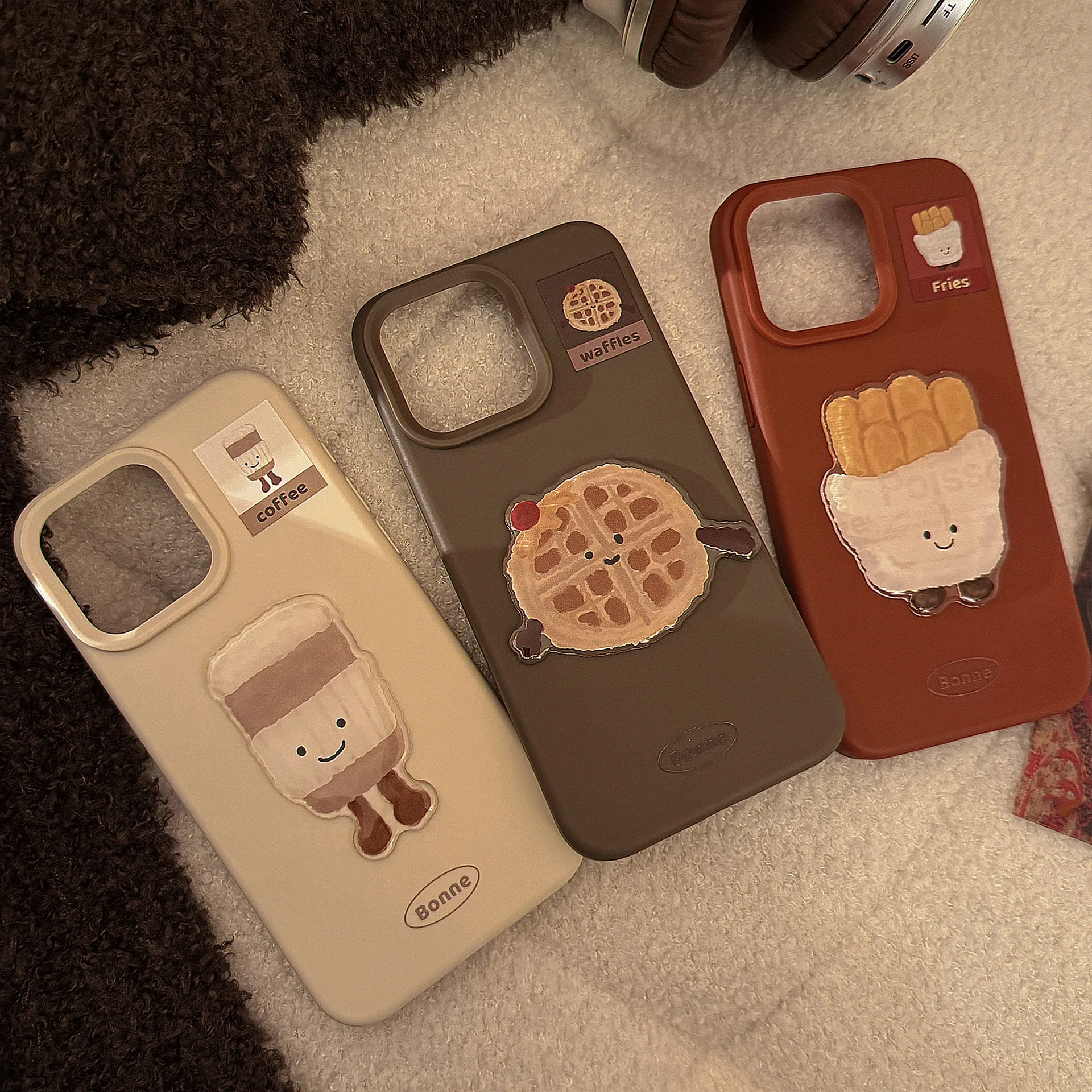 Luxury 3D Cartoon Delicious Food Coffee Pattern Phone Case For iPhone 17 16 15 14 13 12 Pro Max Shockproof Protective Soft Cover