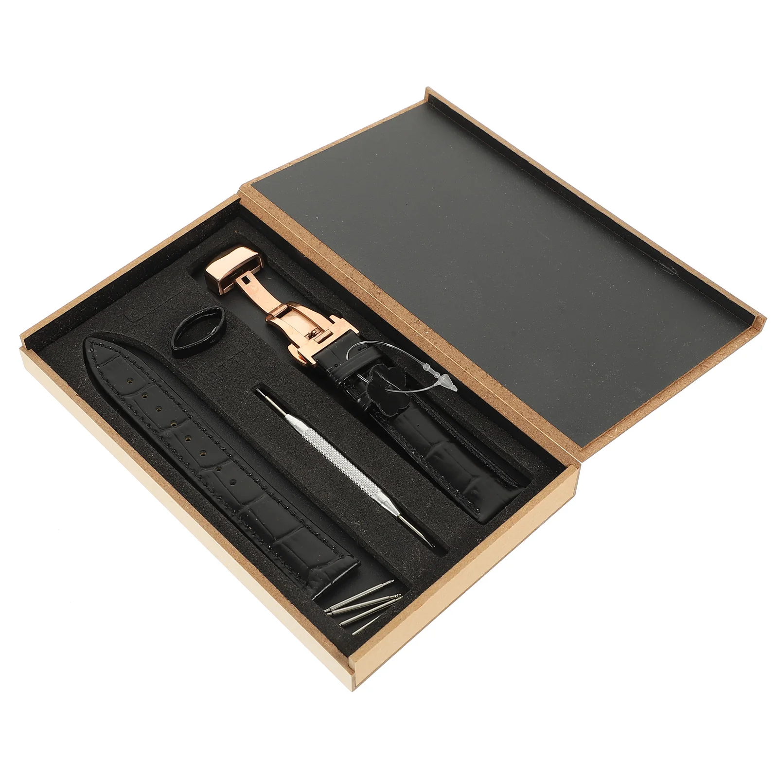 

Watch B Selected Cowhide Replacement Watchb for Men Women Black Stainless Steel Buckle Waterproof Soft Flexible