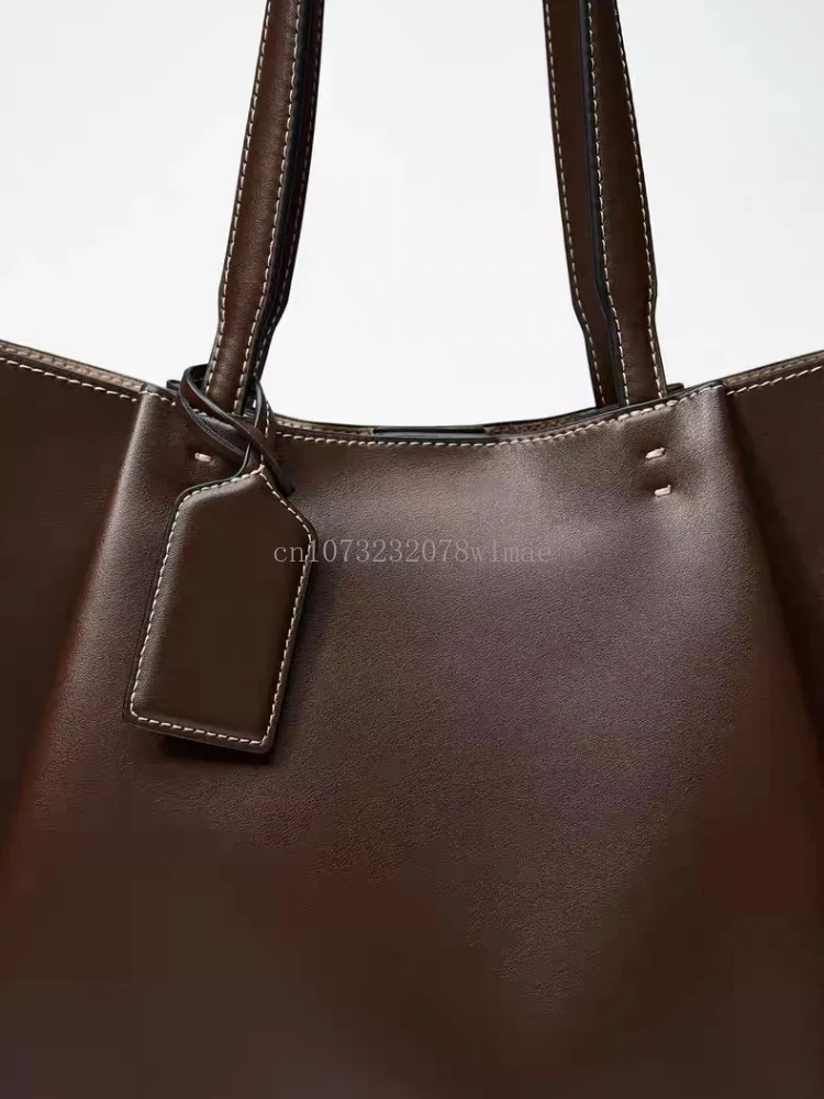 Women Large Capacity Handbags Fashion Luxury Designer PU Leather Shoulder Bag Versatile Commuter Bucket Bag Female Tote Bags