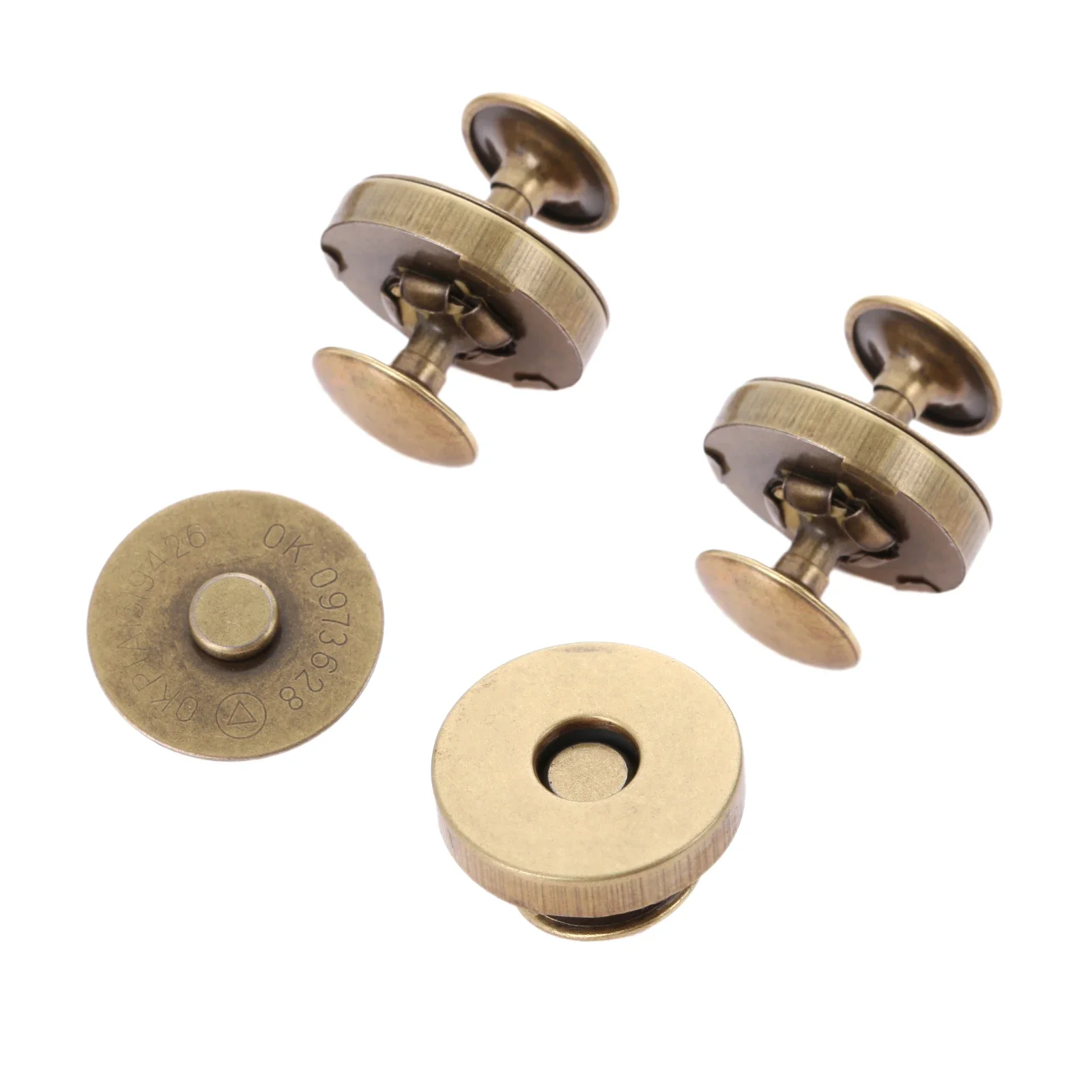 10 Sets Metal Magnetic Snaps Double Rivet Clasps Buttons Fasteners Buckles Leather Bag Purse Clothes Sewing Accessories 14/18mm