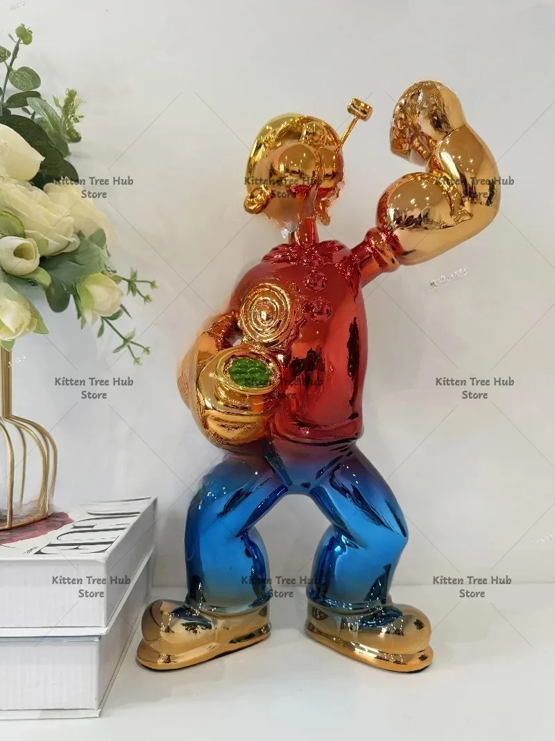 

Commercial sculpture，The Sailor Man Fiberglass Electroplated Decor Cartoon Statue Home Office Collectible Model Figure Gift