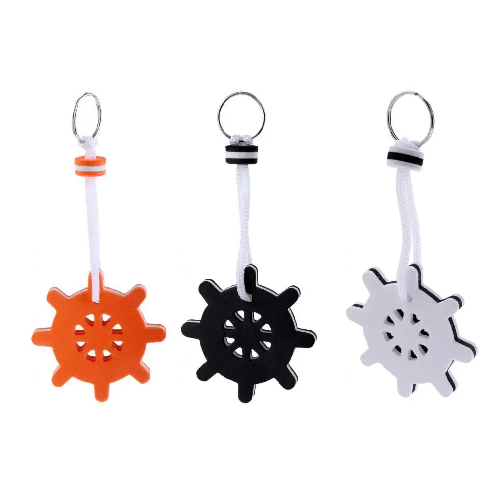 Steering Wheel Shaped EVA Floating Key Ring Sandwich Foam Marine Keychain for Boating Accessory