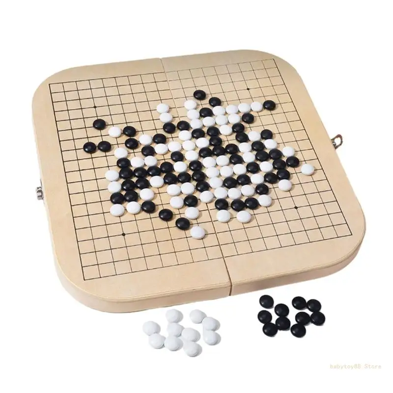 Y4UD Compact Go and Gobang Chess Set Chinese Checker for Travelers and Kids Foldable Portable Game for Students, Families