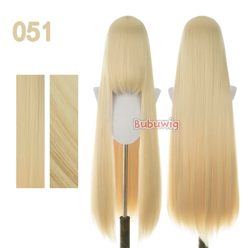 Bubuwig Synthetic Hair 100cm Long Straight Pure Color Cosplay Wigs Over 100 Colors Black White Red Blue Brown Wig Heat Resistant - Image 36