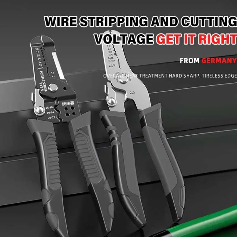 AIRAJ Wire Stripper Tools Multitool Plier Crimper Cable Cutter Multifunctional Stripping Tool Crimping Pliers Terminal