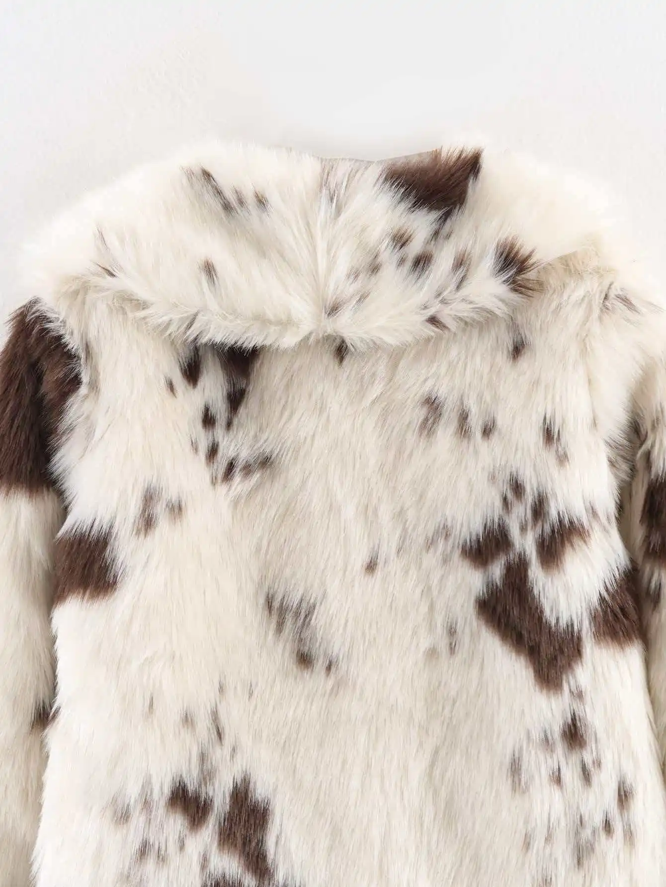 2026년 신상 겨울 레트로 다용도 소가죽 프린트 인조 모피 재킷