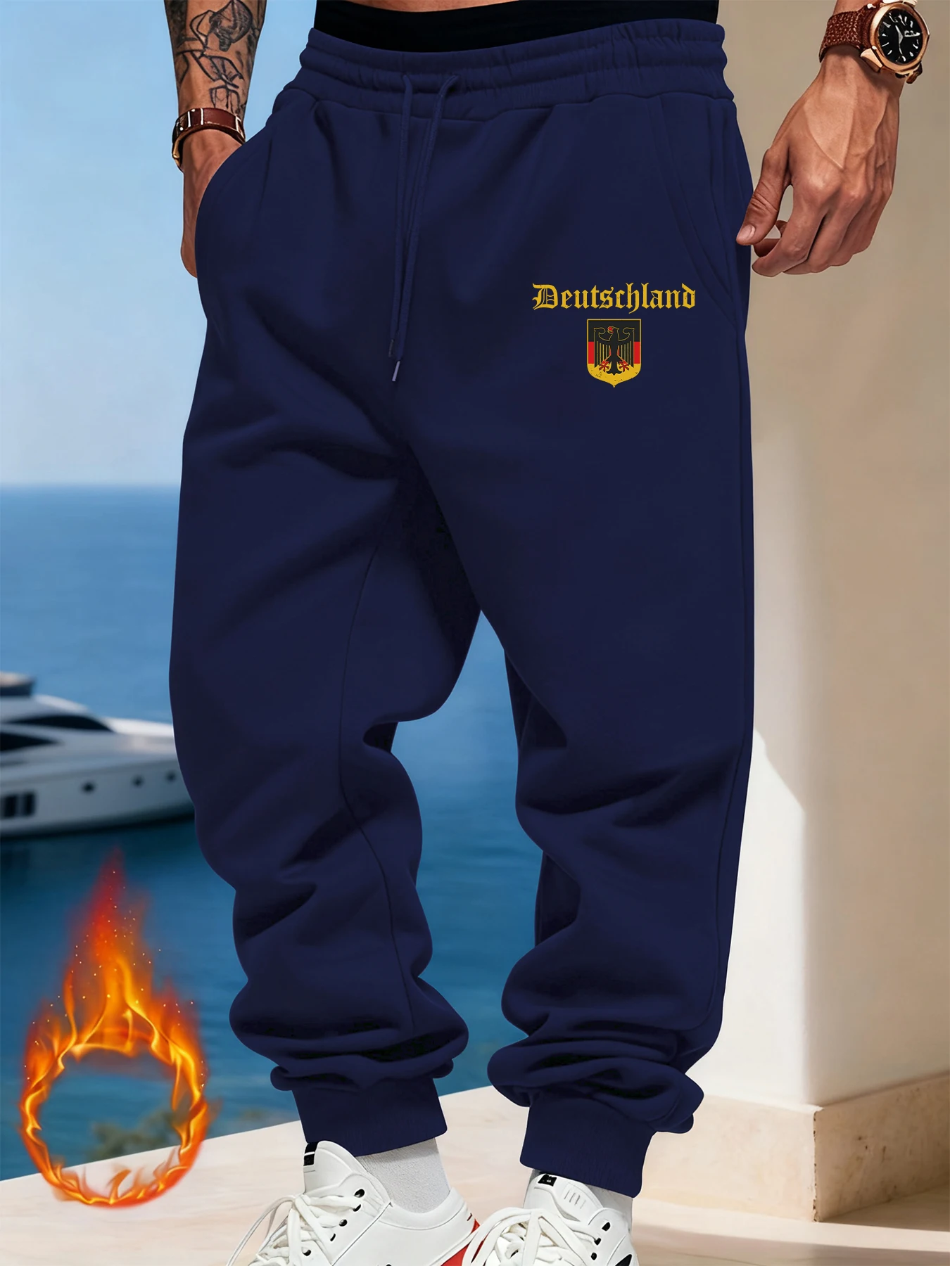 

Deutschland National Emblem Prints Mans Sweatpants Warm Elastic Waist Pants Joggers Long Pant Pocket Casual Unisex Britches
