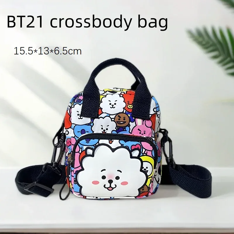 애니메이션 BT21 메신저 백팩 만화 어깨 가방 프린트 패턴 학생 배낭 레저 여행 가방 생일 선물