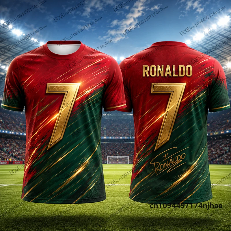 Neuer Spezial-Ronaldo # 7 bedruckte Fußballtrikots für Herren, Sommer-T-Shirt, atmungsaktiv, schnell trocknend, Sport-T-Shirts, lässige Oberteile für Kinder/Erwachsene – Detail 5