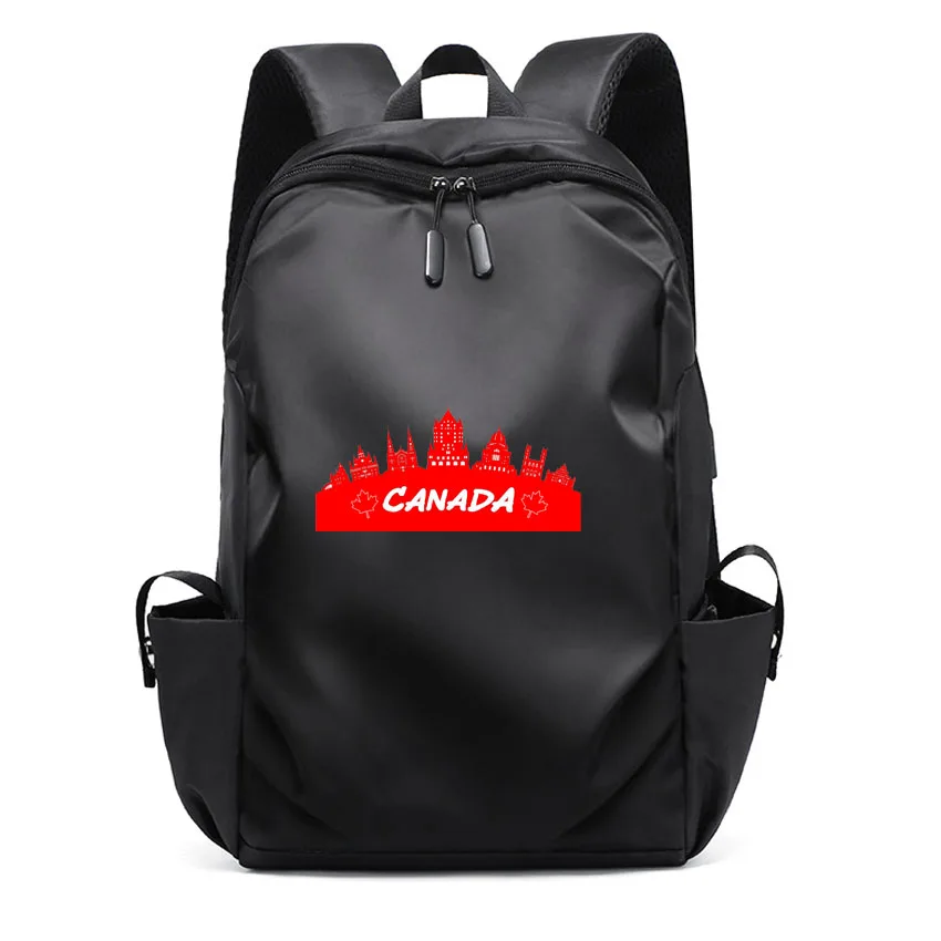 

Men USB Charging Waterproof Laptop Oxford Male Business Computer Notebook Backpacks Canada landmark Pattern Print Girl Rucksack
