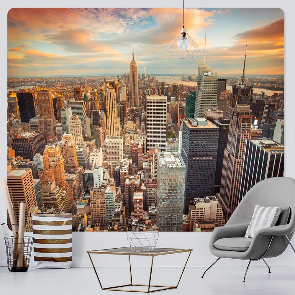 New York Landscape Home Art Tapestry Hippie Bohemian Decorative Bedroom Fantasy Scene Background Tapestry