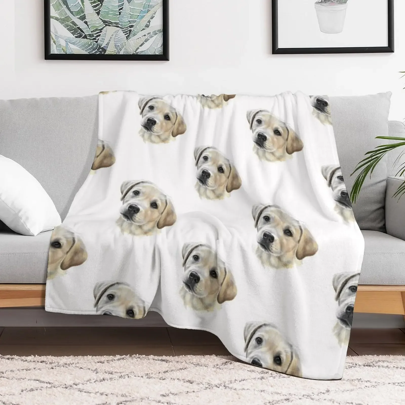 Golden labrador puppy Throw Blanket Warm Throw Blanket Gift for Anniversary