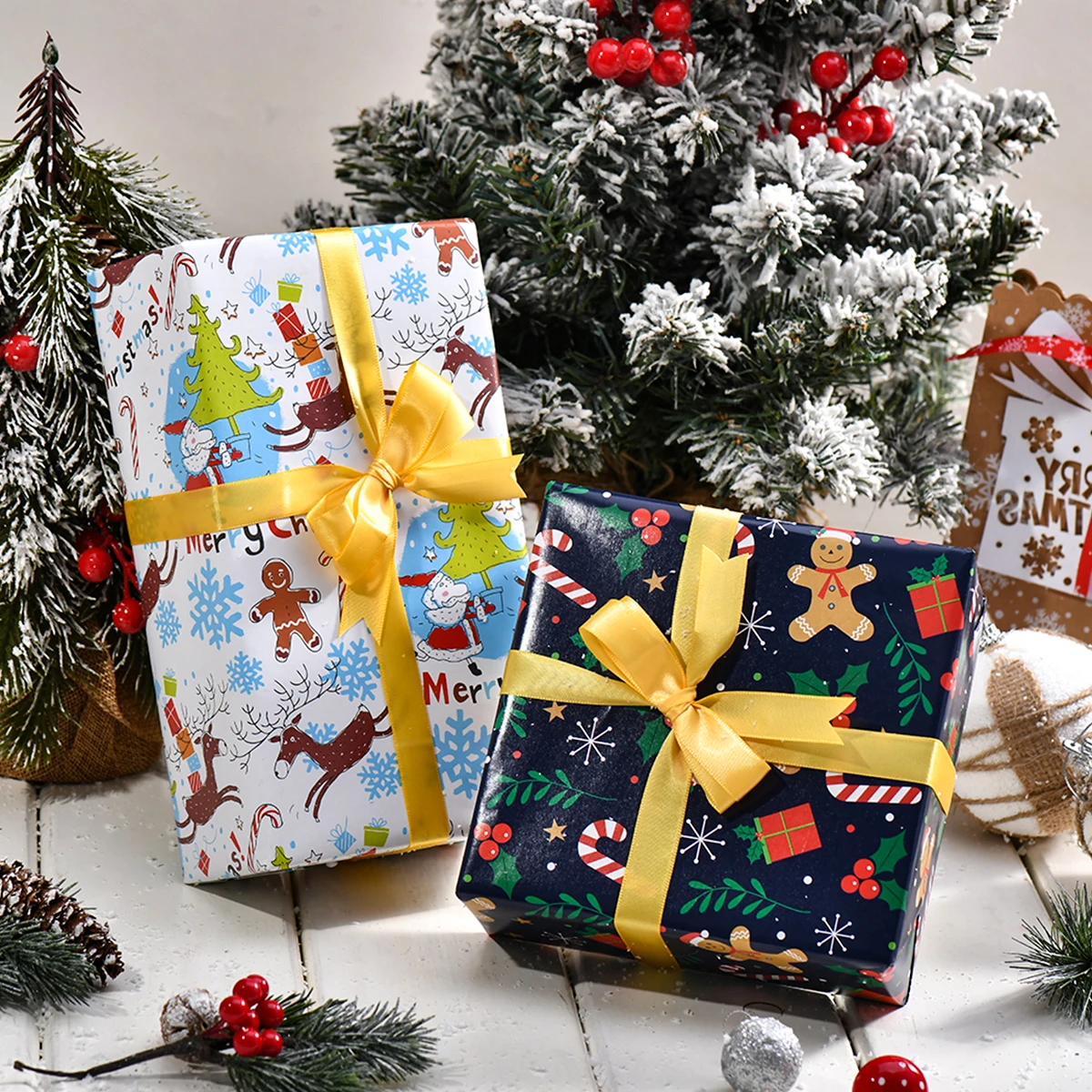 8pcs/Set Christmas Gift Wrapping Paper Christmas Decorations 2024 Xmas Wrapping Paper Ornaments Navidad Natal New Year Gift 2025