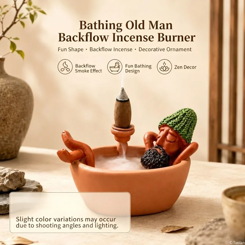 Cute Tea Table Incense Holder, Fun Backflow Incense Burner for Stick Incense, Decorative Desktop Ornament, Resin Craft