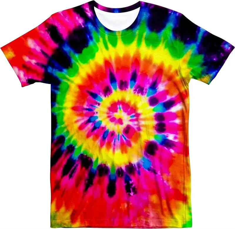 Fashion Men's Rainbow Spiral Tie Dye 3D Print T-Shirt Hippie Colorful Short Sleeve Casual Festival Tee Daily Casual Unisex Tops