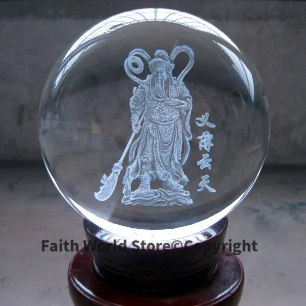 

BEST efficacious Protection Talisman Money Drawing Martial god of wealth guan gong Guandi 3D Crystal ball statue Model