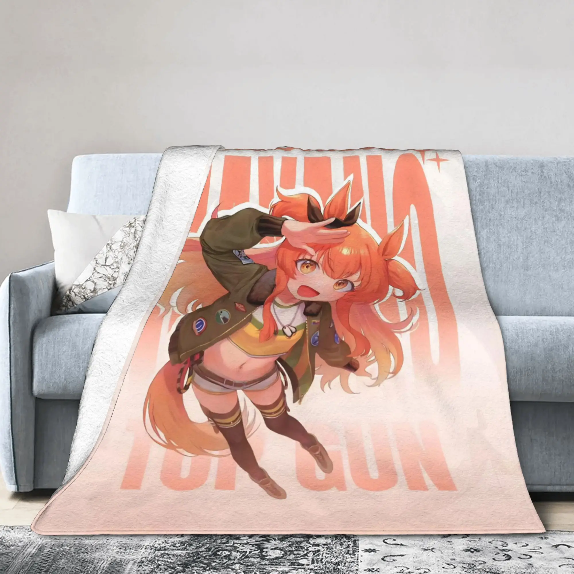 Umamusume Pretty Derby Mayano Top Gun Blankets Fleece Winter  Breathable Ultra-Soft Throw Blankets for Bedding Office Rug Piece