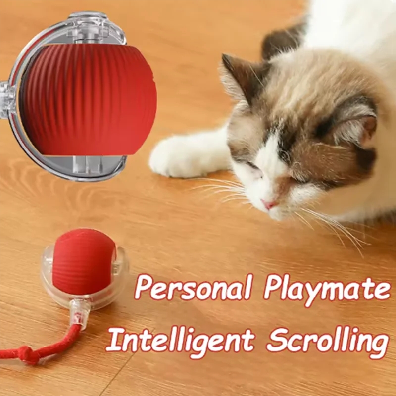 Interactive Self-Play Cat Toys, Automatic Teaser Ball and Rotating Stick, Hands-Free Fun for Kittens