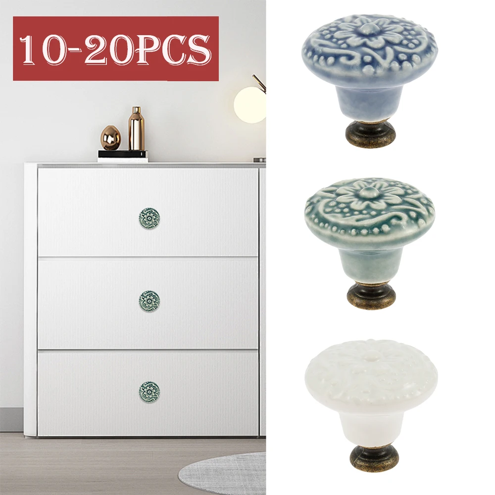 10/20Pcs New Drawer Handle Retro Ceramic Furniture Knob Handle with Screws Decorative Multipurpose Cupboard Door Pull HandleKnob