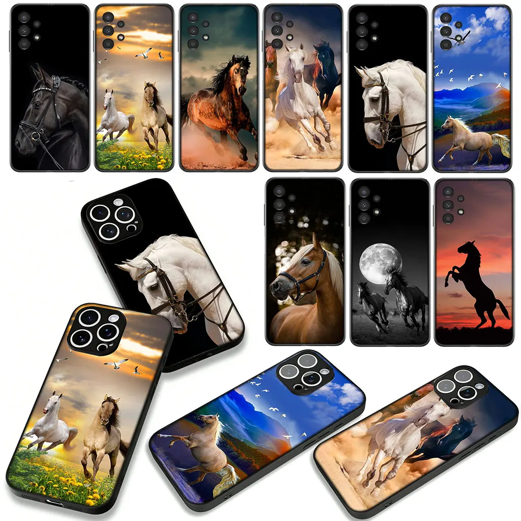 Чехол для телефона с изображением дикой лошади и животного для Samsung Galaxy S25 S24 S22 S23 FE Ultra Plus S7 Edge M56 A05 A06 A15 A16 A26 A36 Чехол