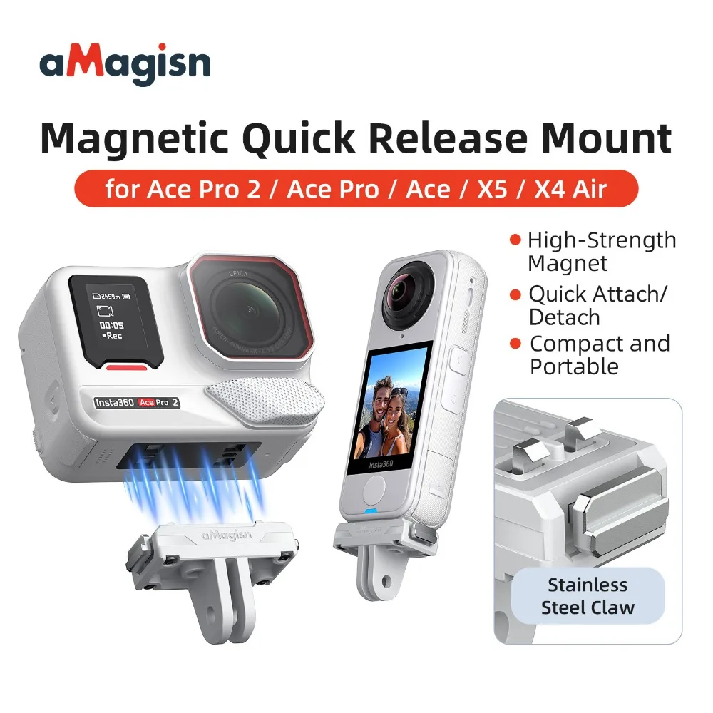 �y�Z�[�����zInsta360 X5 / X4 Air / AcePro 2 /1�paMagisn�N�C�b�N�����[�X�}�E���g�AX5�J�����A�N�Z�T���[�p���S�ň��肵���v���X�`�b�N���}�O�l�b�g�x�[�X