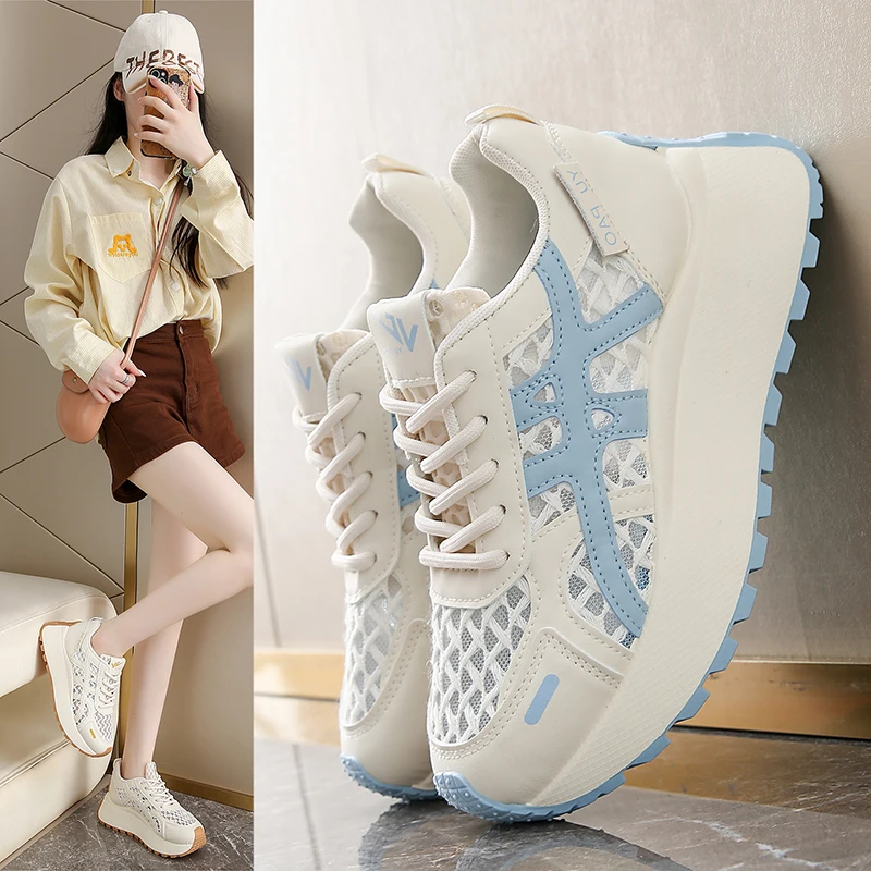 

Women Thick Sole Inner Heightening Forrest A-gan Shoes, Versatile Breathable Mesh Anti-slip Wear-resistant Sports Running Shoes