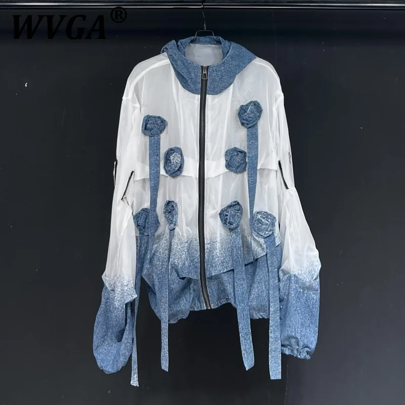 

WVGA Летняя новая мужская рубашка оригинального дизайна High Street Элегантная чайная одежда Джинсовая градиентная свободная шикарная повседневная рубашка с длинным рукавом W7237