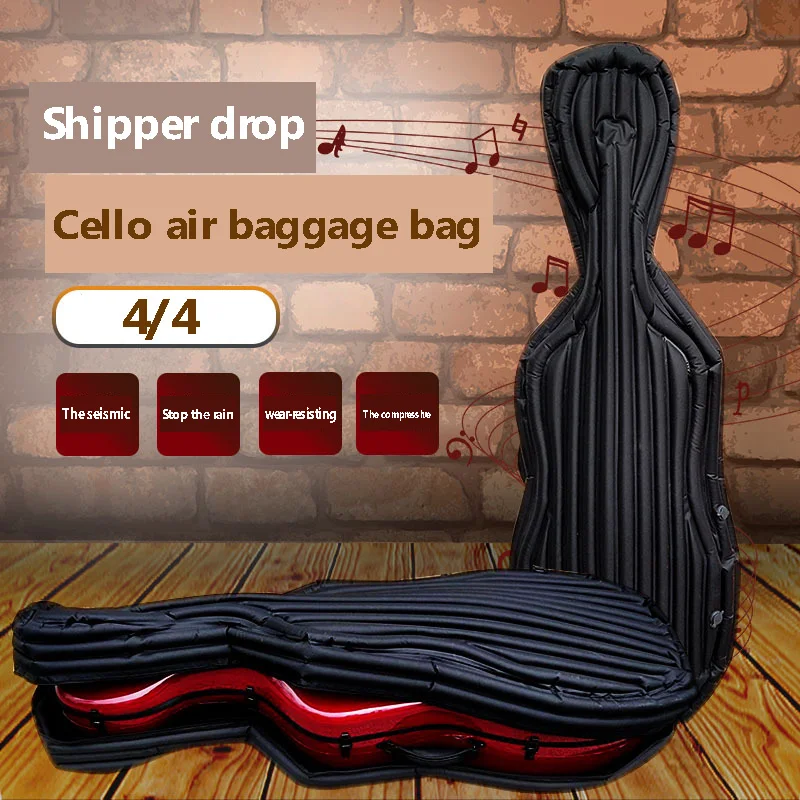 4/4 cello box bag to protect the cello shockproof convenient thickened back type cello checked load-bearing box aviation