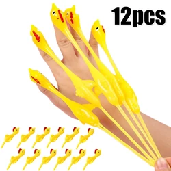 Elastic Catapult Finger Slingshot, Catapulted Ejection, Frango, Sticky Prank, Brinquedo Voador, Aliviar o Estresse, Crianças, 12Pcs