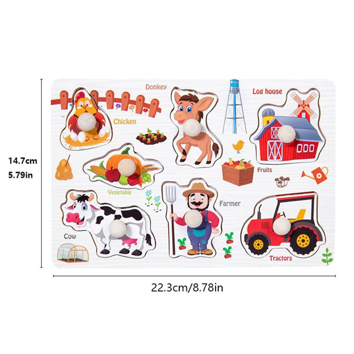 1pc 木製ジグソーパズル子供モンテッソーリゲーム教育玩具子供のための動物果物形状ハンドグリップボード木製パズル