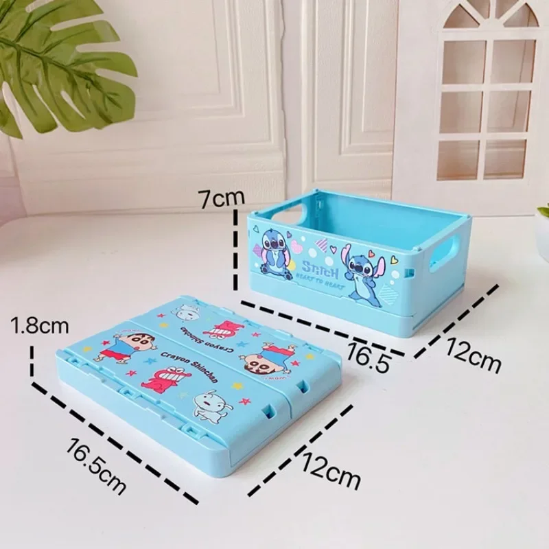 Disney Lilo Stitch Desktop Storage Box Woman Jewelry Organizer Plastic Container Kids Anime Toys Cosmetics Foldable Package Gift