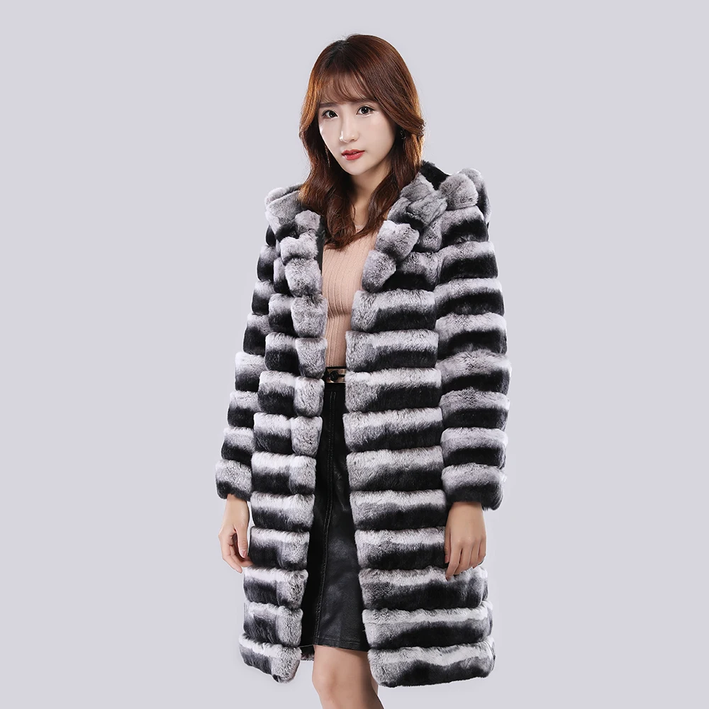 New Rabbit Fur Coat With Hood Women's Winter Coat 2025 Real Rex Rabbit Fur Coat Women Real Hot Selling Style Women's Clothing