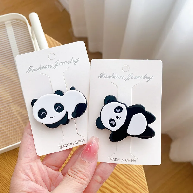 Acetic acid board cute little panda hair clip cartoon broken hair clip cross-border high elasticity tied ponytail hair loop