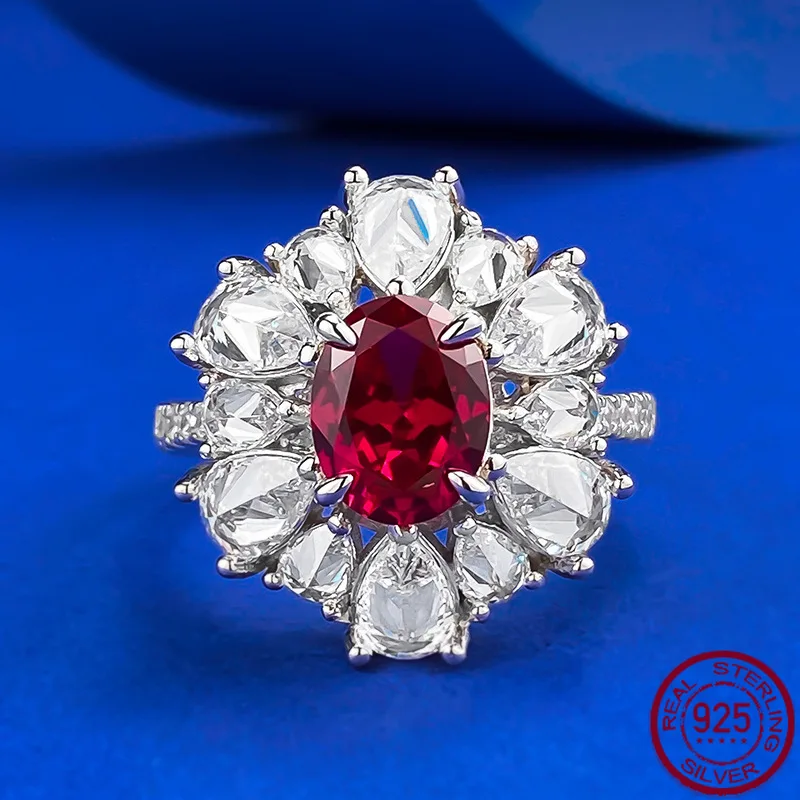 

Новое кольцо S925 Pure, роскошный ретро-набор 8*10, толстый квадратный рубин, модные уличные аукционные свадебные украшения