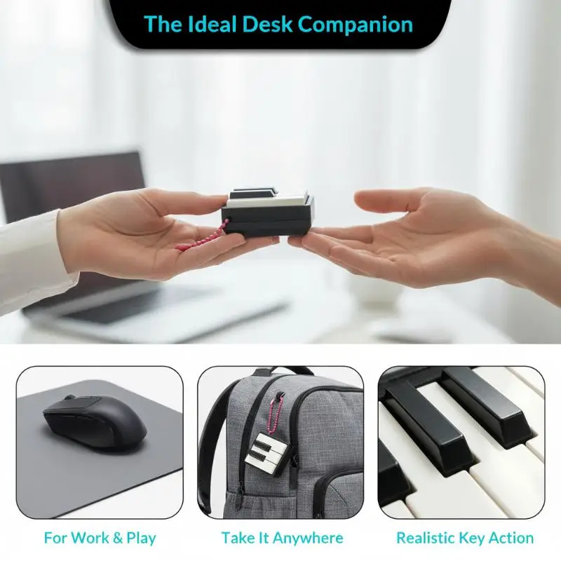 Fun Creative Mini Piano Key Fidget Toy 3D Printed Tactile Click Design Relax Fidget Stress Relief Pendant For Office Daily Carr