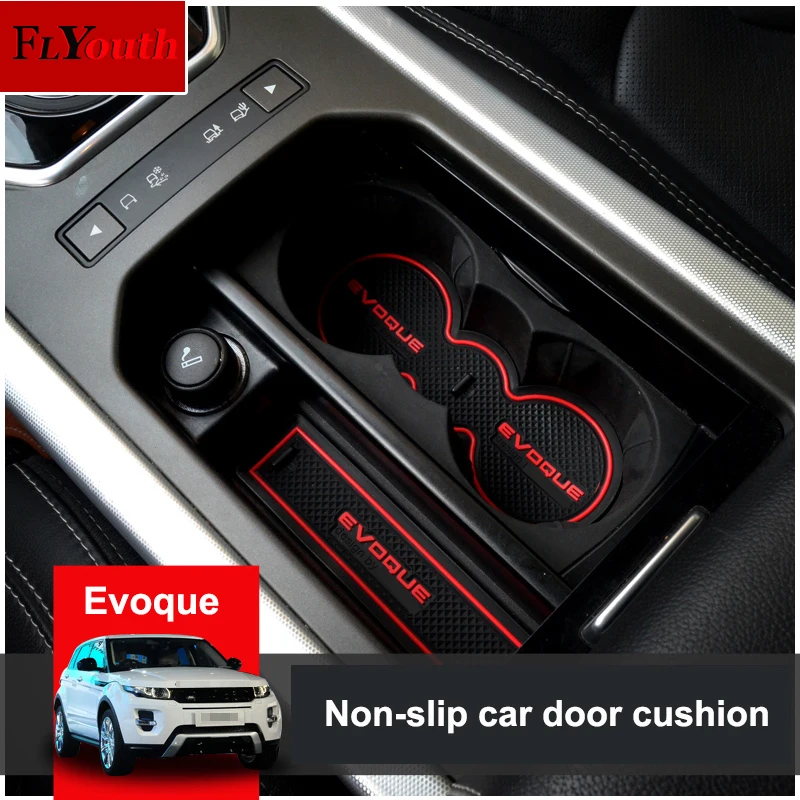 8pcs For Range Rover Evoque 2012-2018 2020 Door Groove Mat Non-Slip Rubber Interior Car Door Armrest Storage Panel Mat Styling