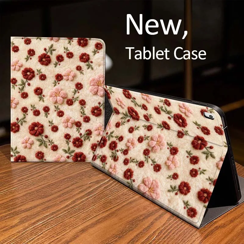 

Red Pink Flower Carpet Case For iPad Pro mini Air 1 2 4 3 5 6 7 8gen 9gen 11 M2 M3 M4 6th 7th 10th 11th Gen 2025 Tablet
