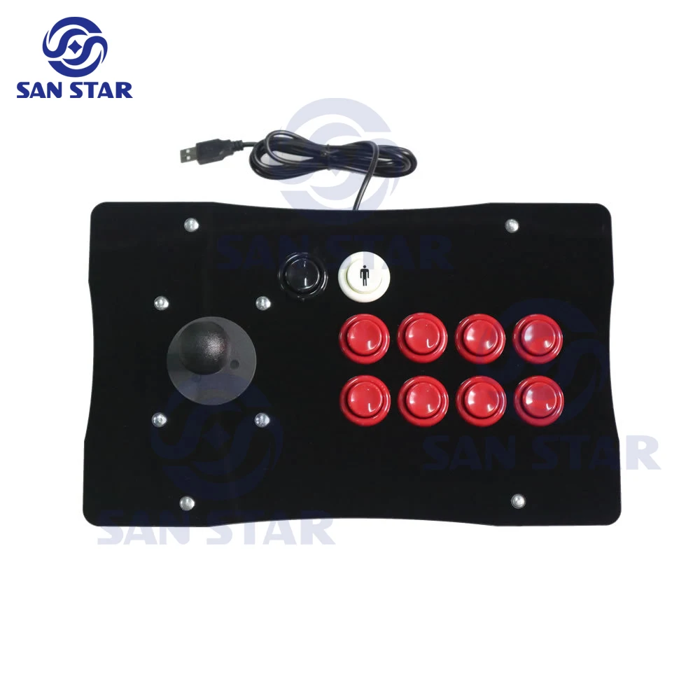 RAC-J500H Fightbox Controller Happ Joystick Consolas Hitbox Arcade Game Fight Stick pulsante concavo cassa in metallo pannello PC USB